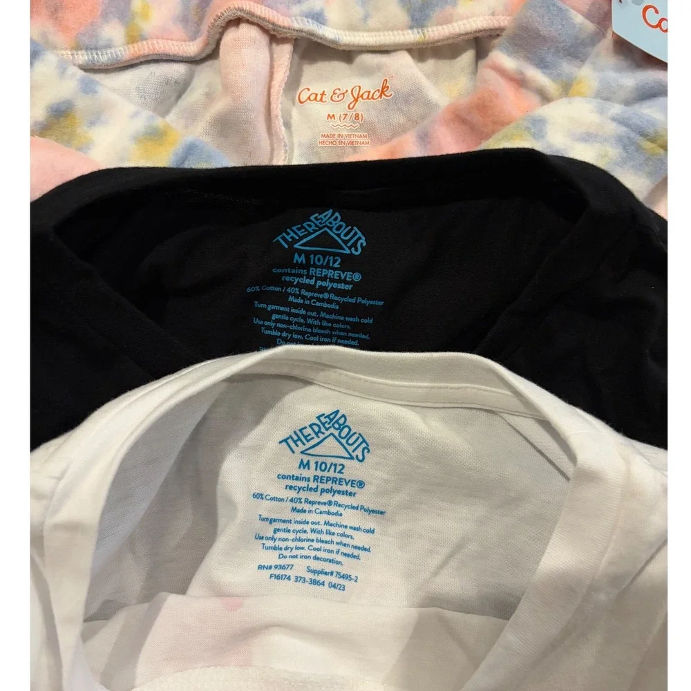 Girls Medium Lot Cat & Jack Tie Dye Jogger Thereabouts Long Sleeve Tees Set 3pc